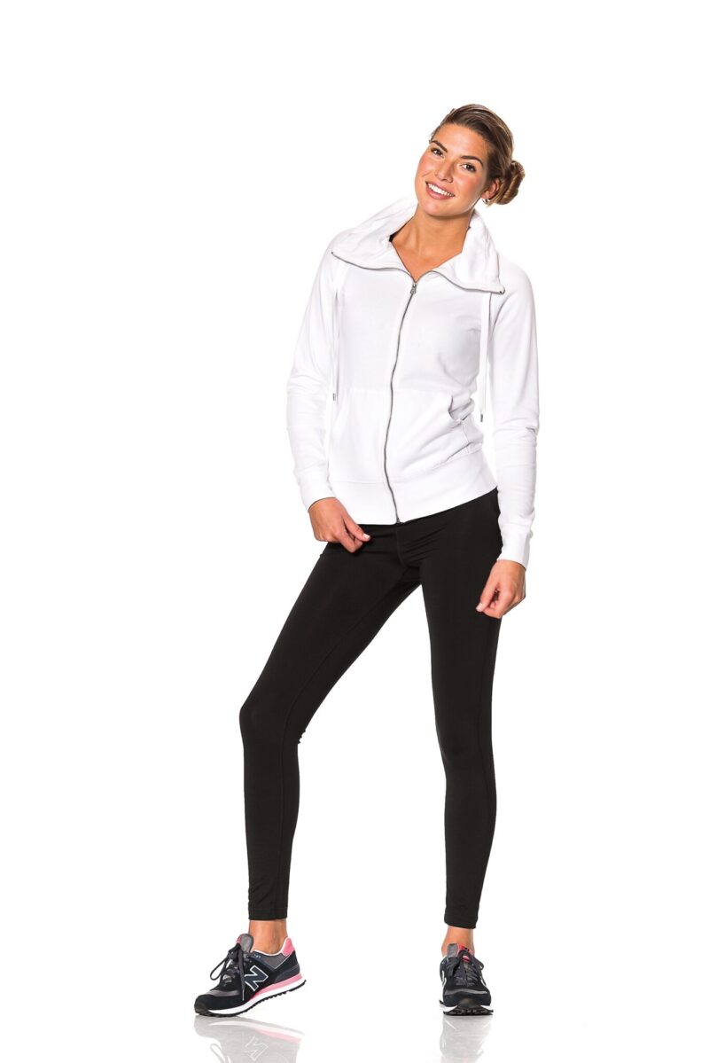 Hvid lady-zip-sweat set forfra