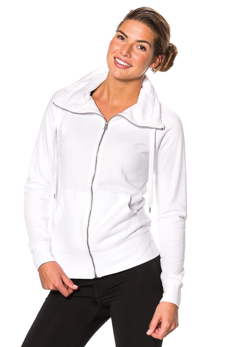 Hvid lady-zip-sweat set forfra